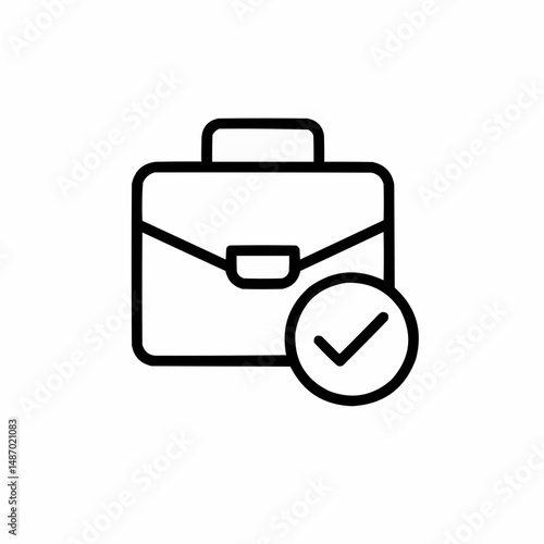Outlined briefcase with a checkmark — symbol of a successful hire.
