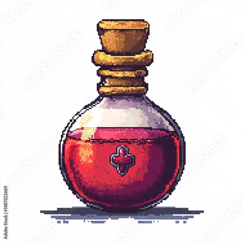 Pixel art antidote bottle for poison cure on white background