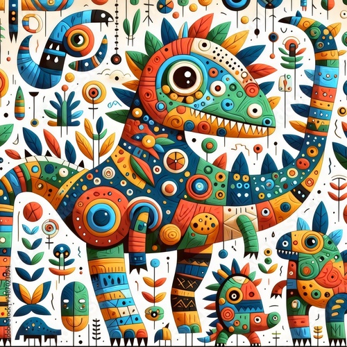 Dino Festín: Aventuras de Color y Fantasía