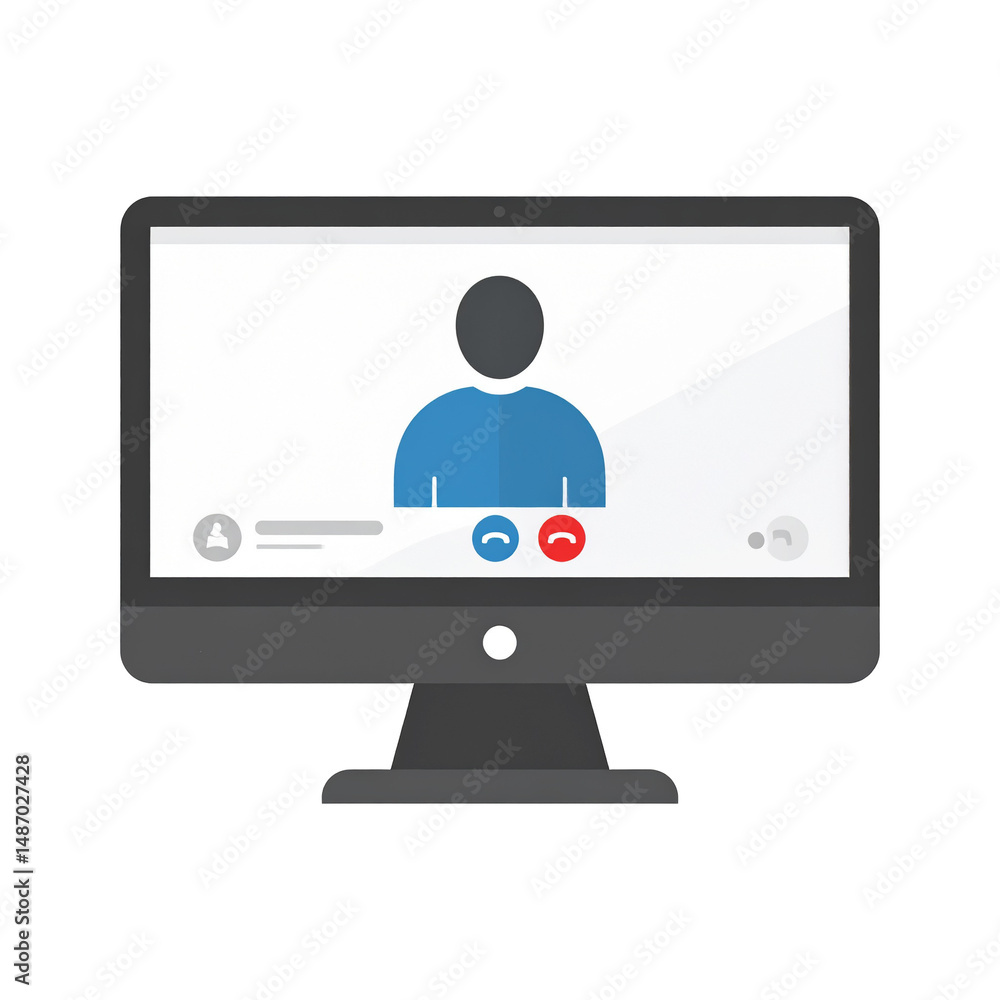 Online Video Conference Call on Desktop Computer Screen Showing Active Call Online Video Conference Call on Desktop Computer Screen Showing Active Call