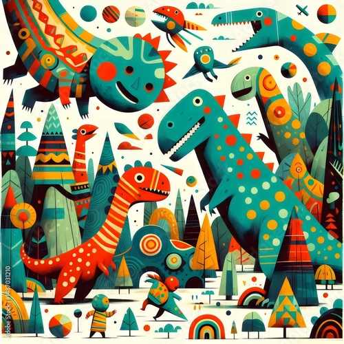 Dino Festín: Aventuras de Color y Fantasía