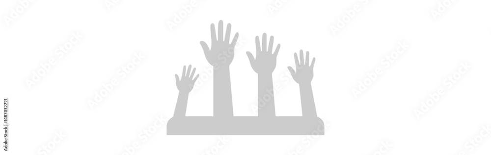 Fototapeta premium People or students with their hands raised flat icon. hands up icon vector illustration