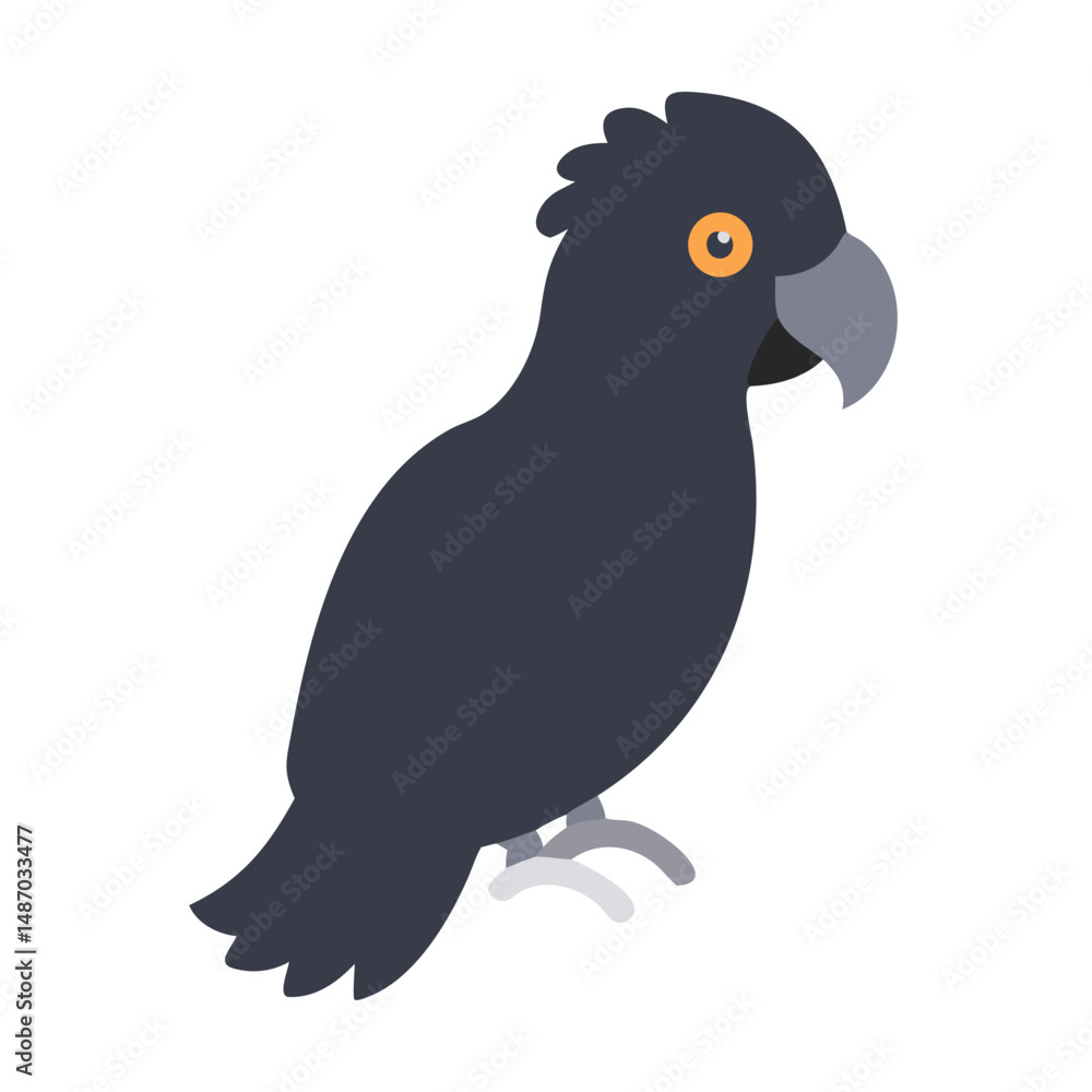 Obraz premium Stylized illustration of a Black Cockatoo bird on black