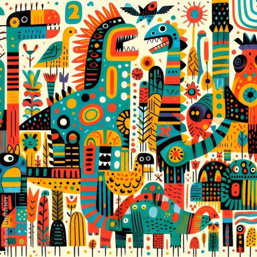 Dino Festín: Aventuras de Color y Fantasía