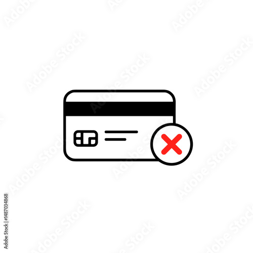 Credit card with red cross indicating rejection or error  