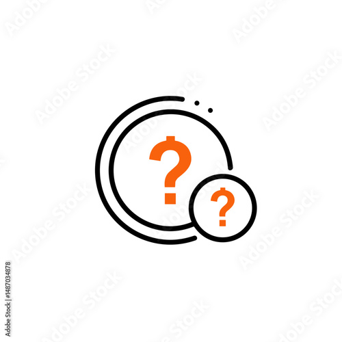 Question mark icons in simple line art style with orange accents  