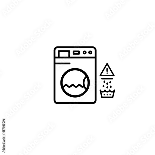Washing machine with warning symbol and water drop icon  