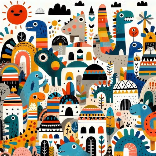 Dino Festín: Aventuras de Color y Fantasía