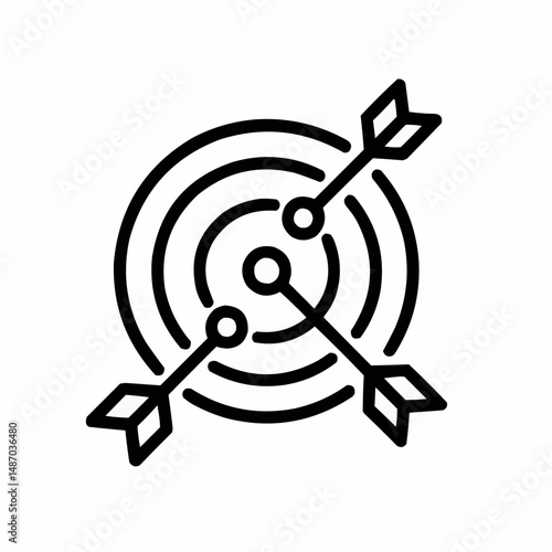 Outlined dartboard with arrows on future points — targeted forecasting.