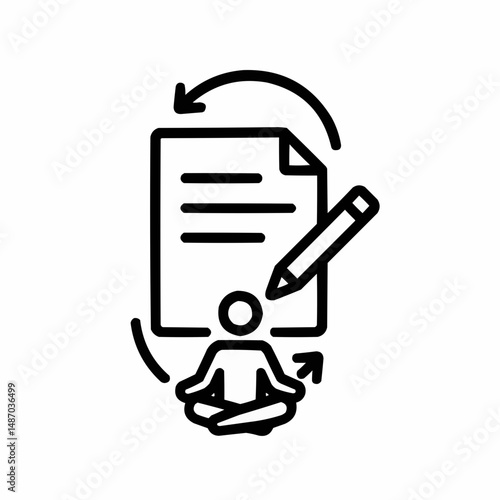 Outlined file or paper being edited repeatedly — continuous revision and learning.