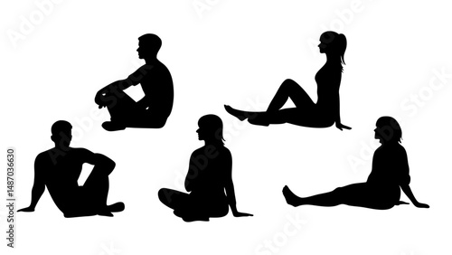 set of a group of business people sitting in various poses