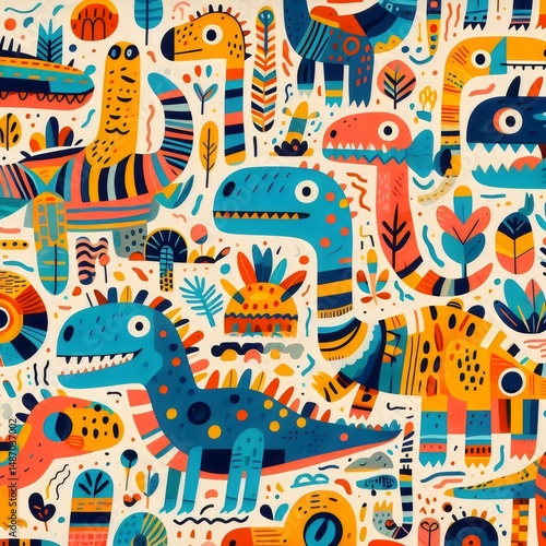 Dino Festín: Aventuras de Color y Fantasía