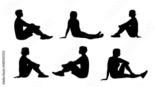 set of a group of business people sitting in various poses