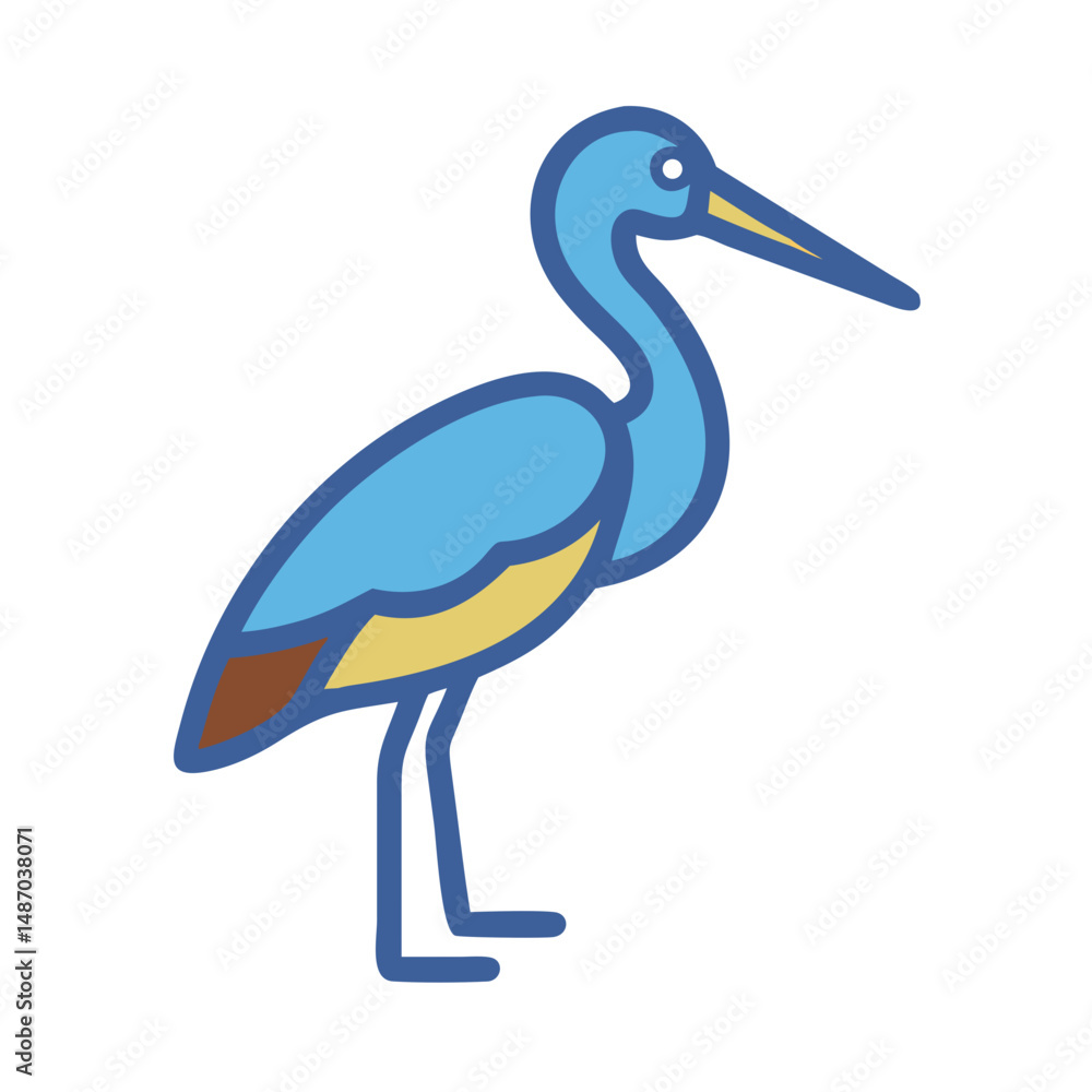 Fototapeta premium Stylized heron illustration against a black background in flat design