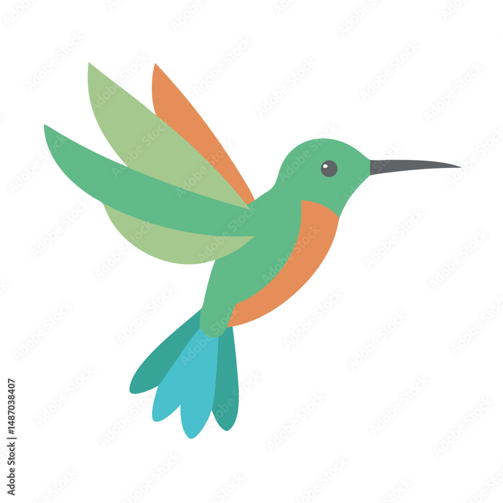 Flat vector hummingbird illustration on clean black background Flat vector hummingbird illustration on clean black background