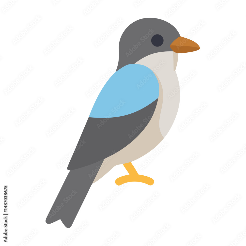 Fototapeta premium Cute cartoon bird illustration on black background vector image