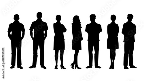 set of a group of standing business people
