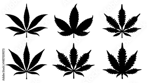 set of marijuana silhouette