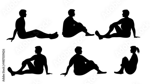 set of a group of business people sitting in various poses