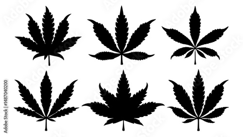 set of marijuana silhouette