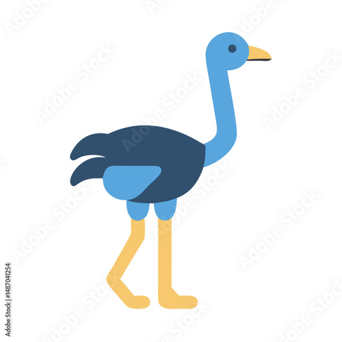 Stylized illustration of a single ostrich on a black background