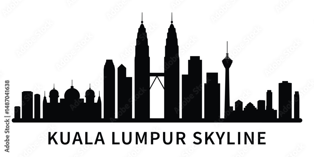 Obraz premium Silhouette of Kuala Lumpur skyline vector art