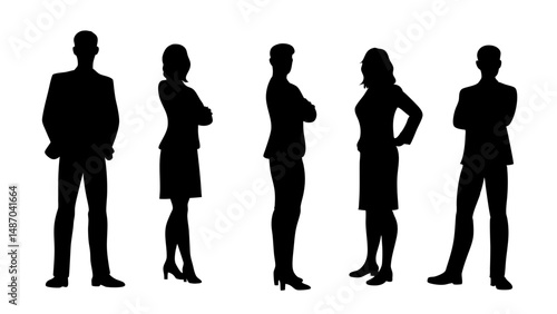 set of a group of standing business people