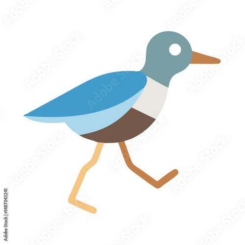Cartoon bird icon, walking stance against black background