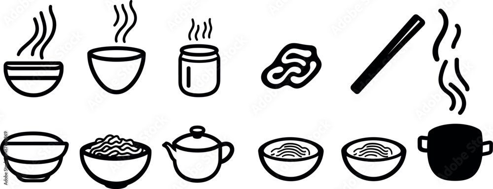 Various food and cooking icons isolated on a white background Various food and cooking icons isolated on a white background
