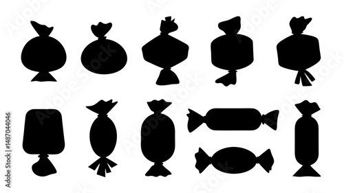 Candy wrapped sweets silhouette set