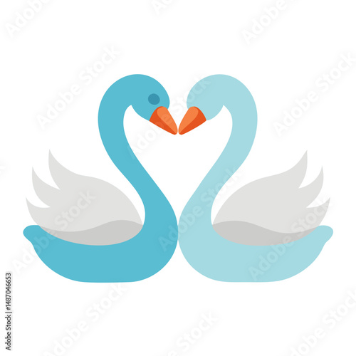 Stylized swan pair forming a heart shape graphic image