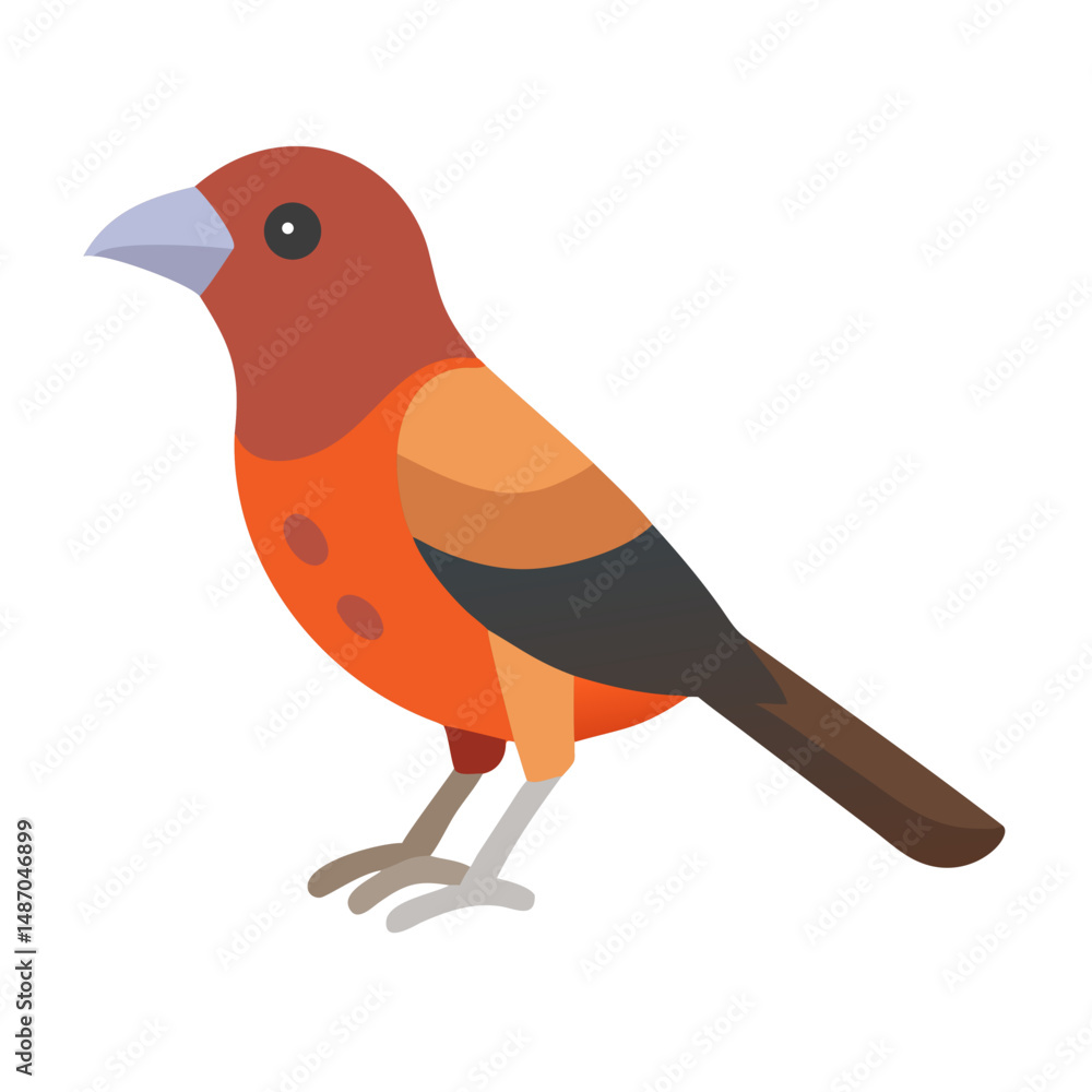 Obraz premium Cartoon illustration of a vibrant bird against black backdrop