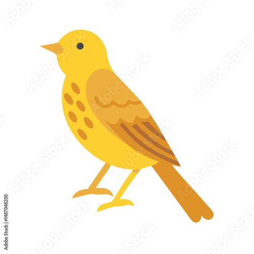 Vibrant yellow bird illustration on black background, flat design