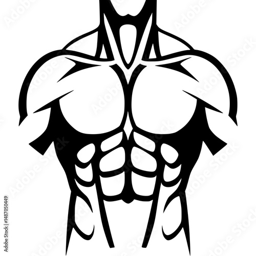 Black Muscle Silhouette - Bodybuilder Graphic