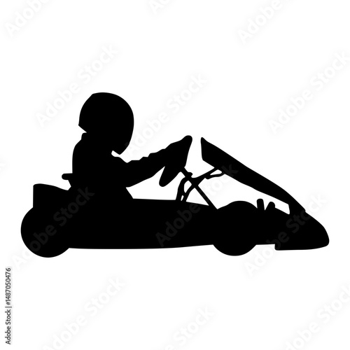 Silhouette Child Go-Kart Driver