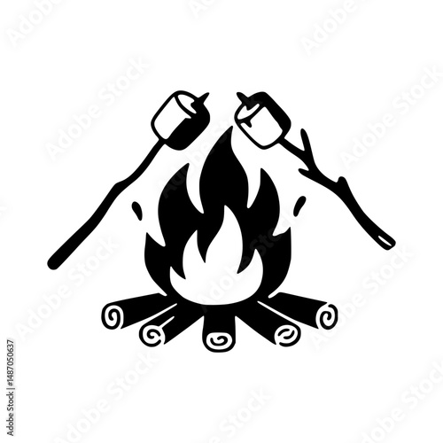 Silhouette Campfire with Marshmallows