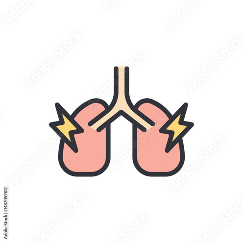 Illustration Of Infected Lungs With Lightnings On A Transparent Background