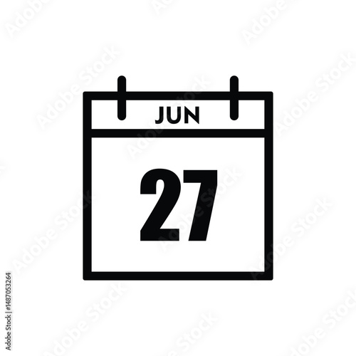 calender icon, 27 june icon with white background