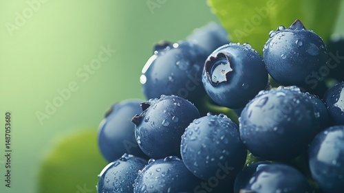 Wallpaper Mural Close-Up of a Cluster of Vibrant Blue Berries Glistening with Water Drops Torontodigital.ca