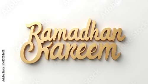 Ramadhan Kareem in Gold on White Background