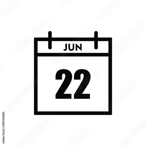 calender icon, 22 june icon with white background