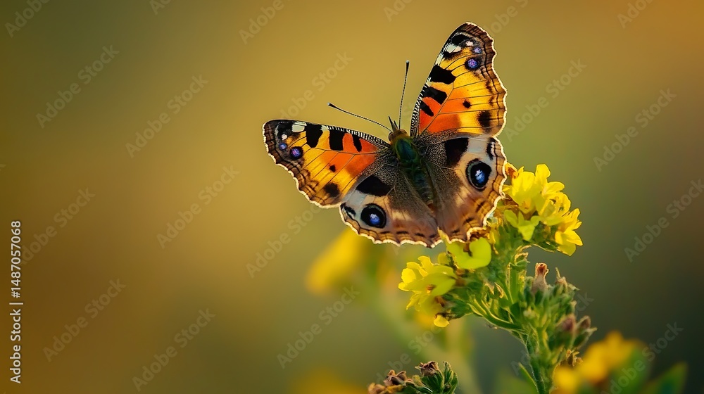 Fototapeta premium butterfly on yellow flower