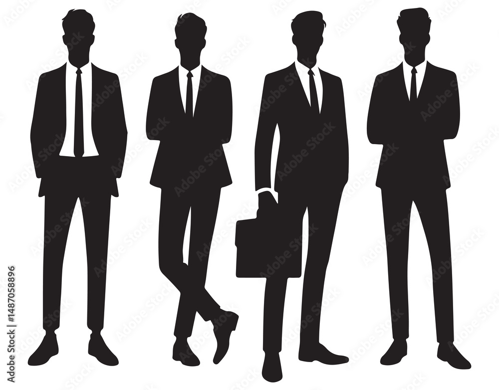 Professional Business People Silhouette Vector Set Featuring Male and Female Executives in Standing Poses with Briefcases – Ideal for Corporate, Office, Teamwork, and Leadership Concepts Professional Business People Silhouette Vector Set Featuring Male and Female Executives in Standing Poses with Briefcases – Ideal for Corporate, Office, Teamwork, and Leadership Concepts