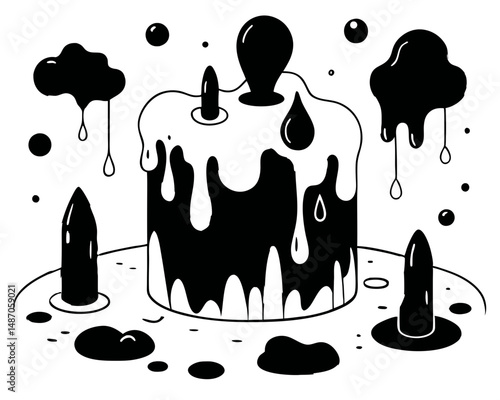 Ink Splash Drip Vector Art, Abstract Liquid Paint Silhouette Design