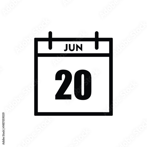 calender icon, 20 june icon with white background