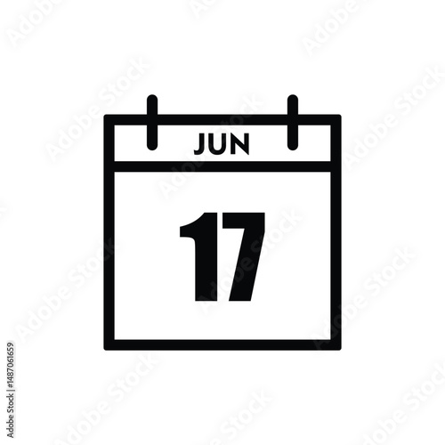 calender icon, 17 june icon with white background