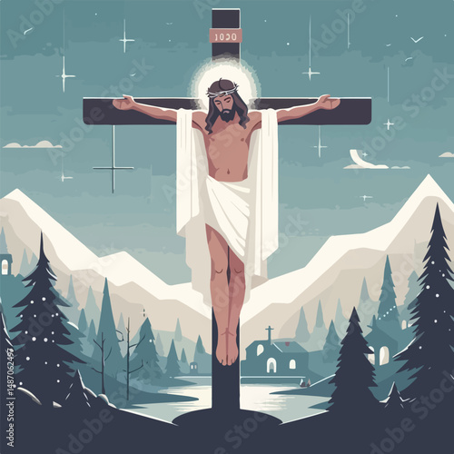 vector image of jesus on the cross