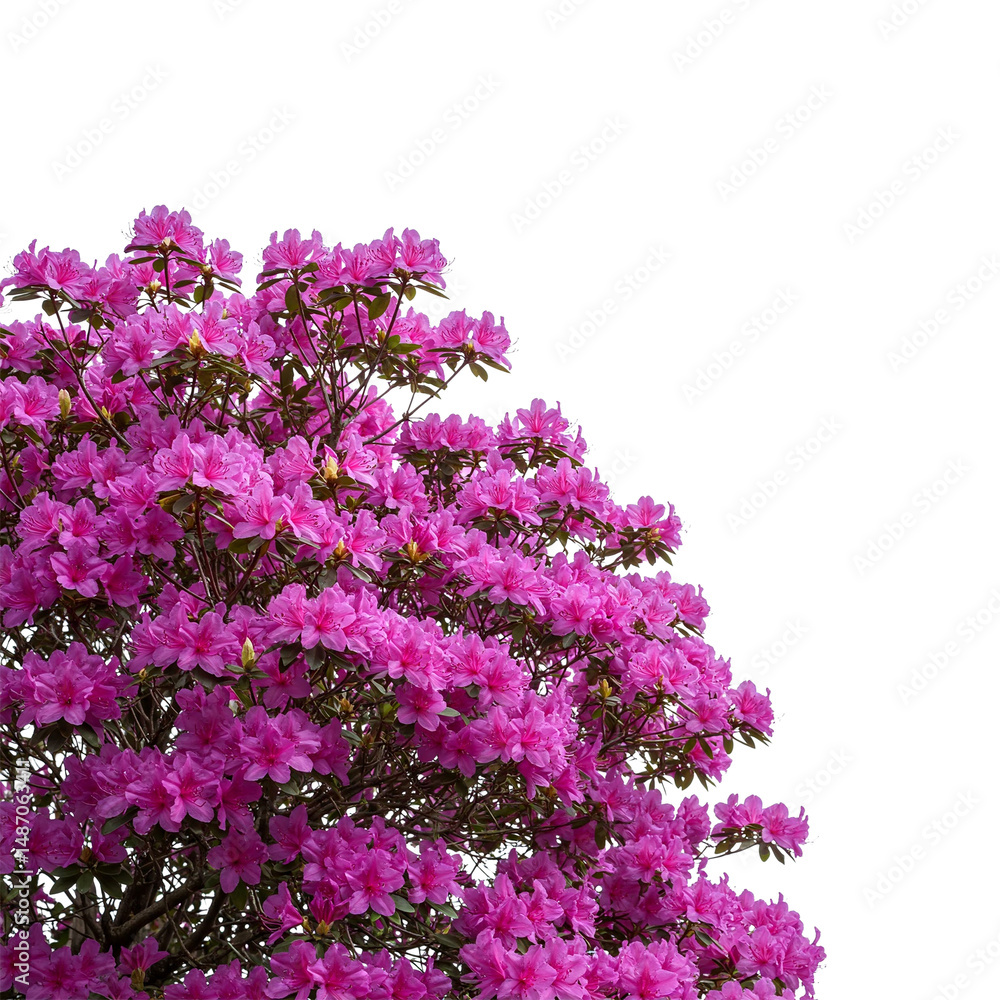 Obraz premium A vibrant azalea bush bursts forth with a profusion of magenta blossoms, showcasing floral beauty.