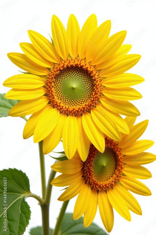 Fototapeta premium Close-up of sun-drenched sunflowers & seeds against pure white, food, white, healthy