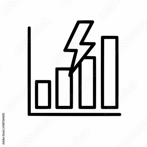 Outlined lightning bolt over bar graph — forecasting sudden changes.